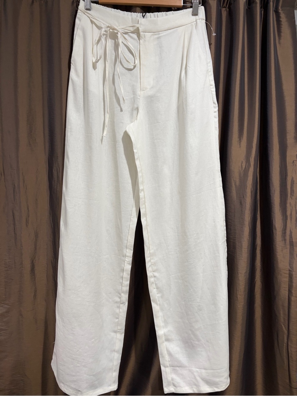 Love Tree White Drawstring Wide Leg Pants/ Size Medium